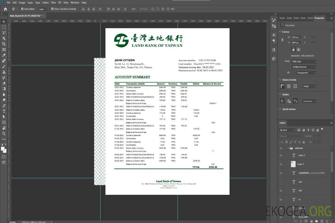 Banque foncière de Taiwan de Taiwan excel pdf template